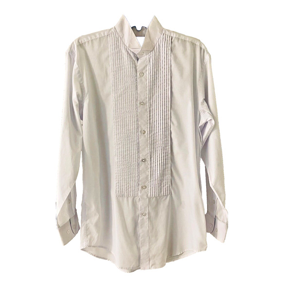 Henry Christian 100%Cotton Men's L/S Formal Shirt Small White Pleated Front A+ - Picture 2 of 3